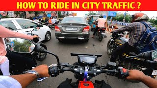 How to Ride a Bike in City Traffic using Clutch friction zone  City traffic me bike keise chalaye [upl. by Ettenowtna]