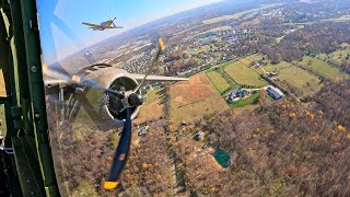 4K B25 Mitchell Engine View  Formation Flying amp Low Passes  TriState Warbird Museum [upl. by Rafiq]