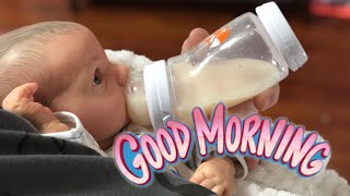 Morning Routine Of Newborn Baby Reborn Baby That Opens amp Closes His Eyes [upl. by Parlin538]