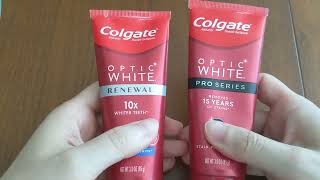 Colgate Optic White Renewal Vs Pro Series Toothpaste [upl. by Audwen471]