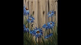 Summer Flowers on the Fence Step by Step Acrylic Painting on Canvas for Beginners [upl. by Janicki]