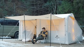 Winter CAMPINGCamp in the snow with a hot air tentspend a cold night warm with a wood stoveASMR [upl. by Say]