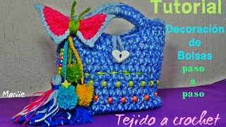 DECORACION DE BOLSAS TEJIDAS PARA VENDER  BORLAS MARIPOSAS POMPONES  MUY FACIL [upl. by Klingel488]