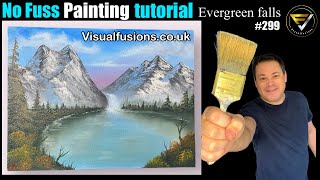 How YOU Can Paint EASY  Evergreen Falls Oil Painting 299  SUPER Relaxing Mini tutorial Art ASMR [upl. by Assirem398]