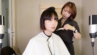 Real Haircut ASMR 💇🏻‍♀️✂️ Cutting brushing styling ironing [upl. by Atilehs882]