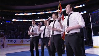 The Maccabeats Sing the National Anthem at Madison Square Garden [upl. by Anahsat]