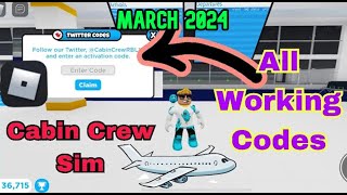 All Working Codes Cabin Crew Simulator March 2024 Roblox [upl. by Goddart970]