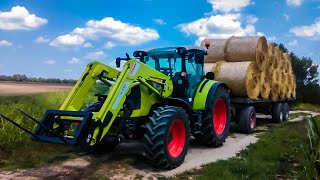 Claas Arion 440 straw bales carrting amp stacking [upl. by Belita]