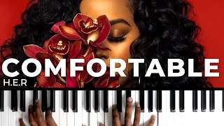 How To Play quotCOMFORTABLEquot By HER  Piano Tutorial RampB Soul [upl. by Navillus]