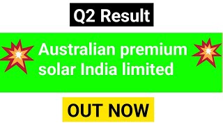 Australian premium solar Limited result  Australian premium solar latest news [upl. by Aimerej]