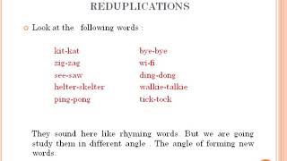 Reduplications amp Acronymy  Word formation process in English [upl. by Fotinas865]