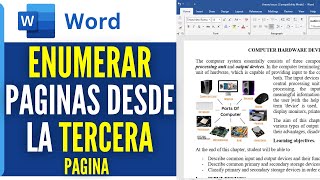 Cómo ENUMERAR Paginas en WORD desde la TERCERA PAGINA 2024 Tutorial [upl. by Ielak]