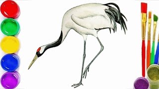 Fast Easy Drawing Whooping Crane  How to draw a crane Shorts [upl. by Anelrahs]