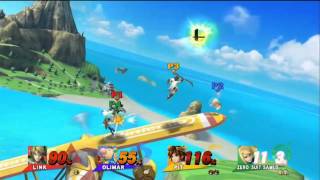 Super Smash Bros for Wii U Gameplay 28  Link v Olimar v Pit v Zero Suit Samus [upl. by Ramyaj]