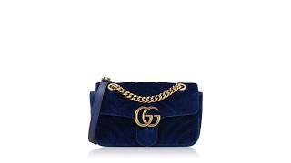 Gucci Velvet Matelasse GG Marmont Mini Flap Shoulder Bag Cobalt Blue [upl. by Philine]