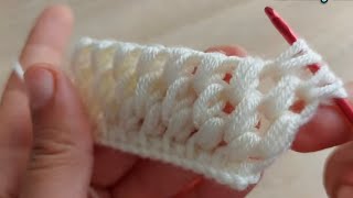 Puntada de puntos puff en crochet tunecino paso a paso [upl. by Ellehsad]