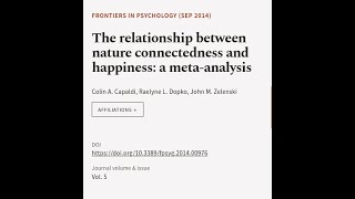 The relationship between nature connectedness and happiness a metaanalysis  RTCLTV [upl. by Gualterio]