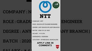 NTT Recruitment Drive 2023  For Graduate Trainee Engineer ntt graduate interview youtubeshorts [upl. by Anikes]