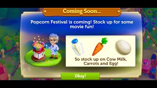 FarmVille 2 Country Escape🍿Popcorn Festival COMING SOON farmville2 fv2 iosgameplay [upl. by Notlimah]