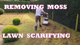 Very mossy lawn scarifying [upl. by Suirradal774]