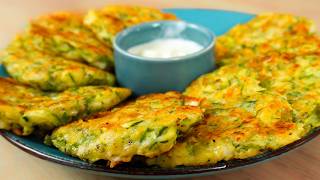 🤩 Best zucchini recipe ever Add cottage cheese to get delicious fritters ready in just 10 minutes [upl. by Anirdnaxela441]