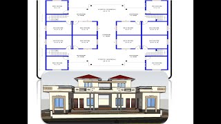 4 Portion House Plan with 3 D View House Plan House Drawings3 D Detail [upl. by Lewie]