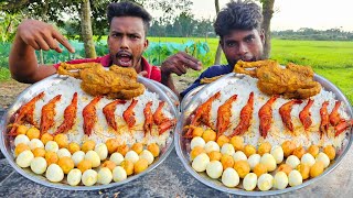 Eating spicy full chicken curry and shrimp curry with rice 🍤 🦐 🦐 [upl. by Ydnec60]