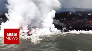 Molten lava meets the sea  BBC News [upl. by Damiano]