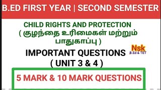 BED FIRST YEAR  SECOND SEMESTER  CHILD RIGHTS AND PROTECTION [upl. by Melicent]