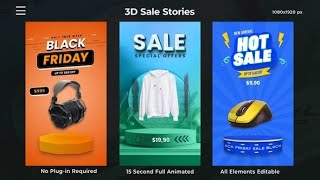 3D Sale Stories  Free After Effects Template  StepByStep Tutorial [upl. by Lledra]