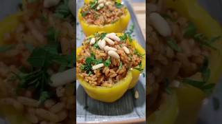 yellow pepper with rice so yummy music food cooking recipe [upl. by Yltsew]