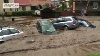 Flood waters wreck havoc across the Czech Republic [upl. by Nnalatsyrc]