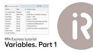 Lesson 5  Using variables in WorkFusion RPA Express part 1 [upl. by Christmann]