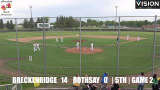 May 20 2024  Breckenridge vs Rothsay High School Baseball  Game 2 [upl. by Aneliram]