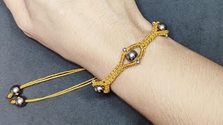 Pulseira Macrame com Miçangas Pérola PrataMacrame Bracelet Tutorial ✨😊 [upl. by Ahsirhcal]