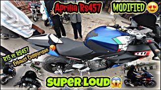 Aprilia RS457 Vs Yamaha R15v4  Modified Exhaust sound comparison 🥶 Aprilia RS457 Modified Exhaust [upl. by Hoffer]