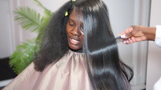 THE BEST HAIR WASHING🧼4B 4C Hair Care🫧Silk Press Full Process🫧8 Million Views🏆 [upl. by Nwadahs]