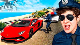 ROBANDO SUPER AUTOS como POLICÍA FALSO en GTA 5 🚘👮‍♂️ Mods [upl. by Arbmahs]