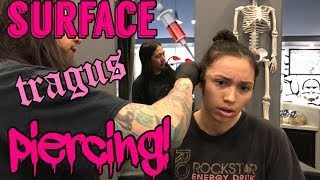 VLOG I GOT MY SURFACE TRAGUS PIERCED [upl. by Ramas825]