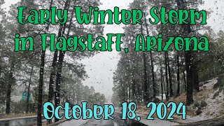 Relaxing Wintery Feeling Drive in Flagstaff Arizona flagstaff arizona snowfall snowing [upl. by Vincentia]