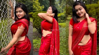 Saree review  saree fashion  saree poses I saree collection  Red saree  2024 [upl. by Horatius511]