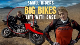 Four ways to pick up a heavy motorcycle Guaranteed success proven by small girl [upl. by Laux518]