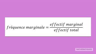 Fréquences marginales et conditionnelles [upl. by Lash]