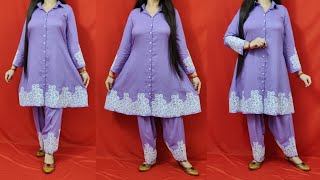 Pakistani Cord Set Dress Cutting And Stitching Front Open Cord Set Top Design Shirt Collar CordSet [upl. by Nightingale]