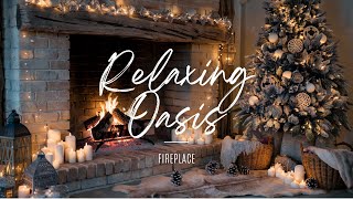 🎄Cozy Fireplace with Christmas Tree and Twinkling Lights  Relaxing Holiday Ambience [upl. by Anitsej517]