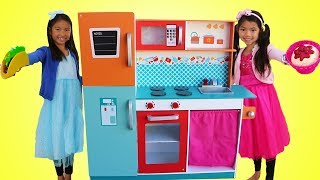 Wendy amp Emma Pretend Play w Giant Kitchen Cooking Toy Compilation [upl. by Kamat]