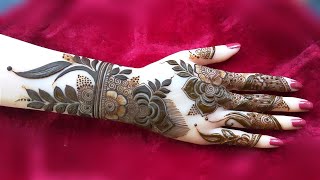 Very Beautiful Floral Khafeef Henna Mehndi Design  Latest Gulf Mehandi Design For Back Hand [upl. by Yedarb]