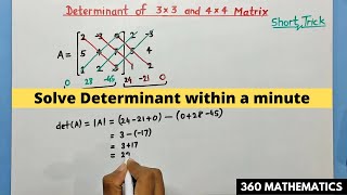 Determinant of 3x3 and 4x4 Matrices Shortcut  How to find determinant of matrix [upl. by Eldin849]