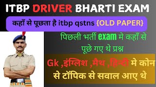 ITBP DRIVER EXAM 2024  GKHINDI ENGLISH MATH  OLD PAPER [upl. by Dalila174]