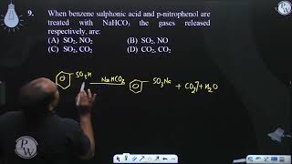 When benzene sulphonic acid and pnitrophenol are treated with NaHCO3 the gases released respect [upl. by Mccartan]